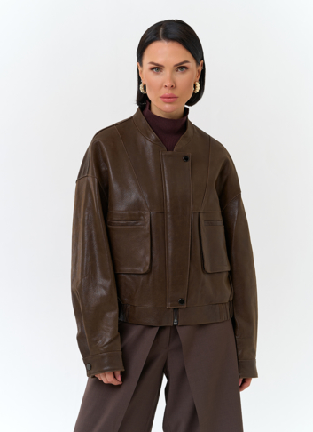 Женская куртка бомбер из натуральной кожи