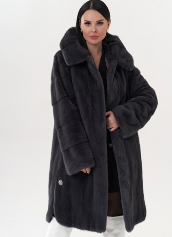 Шуба из норки в цвете графит