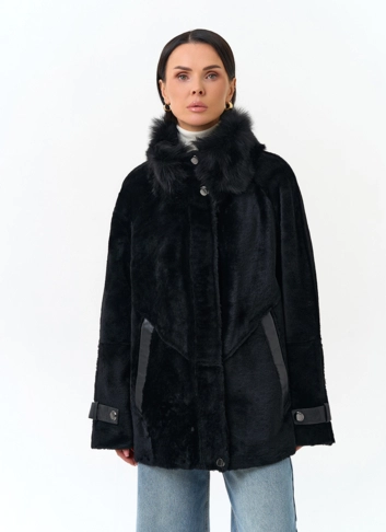 Женская дубленка с воротником стойкой фото