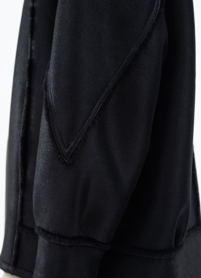 Женская дубленка из эко кожи с капюшоном модель № 32020 универмаг малина