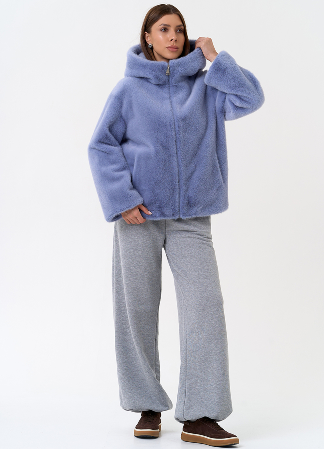 Женская куртка из эко меха с капюшоном модель № 31224 универмаг малина