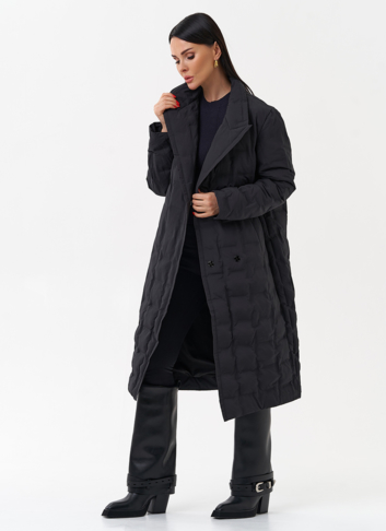 Женское утепленное пальто с английским воротником