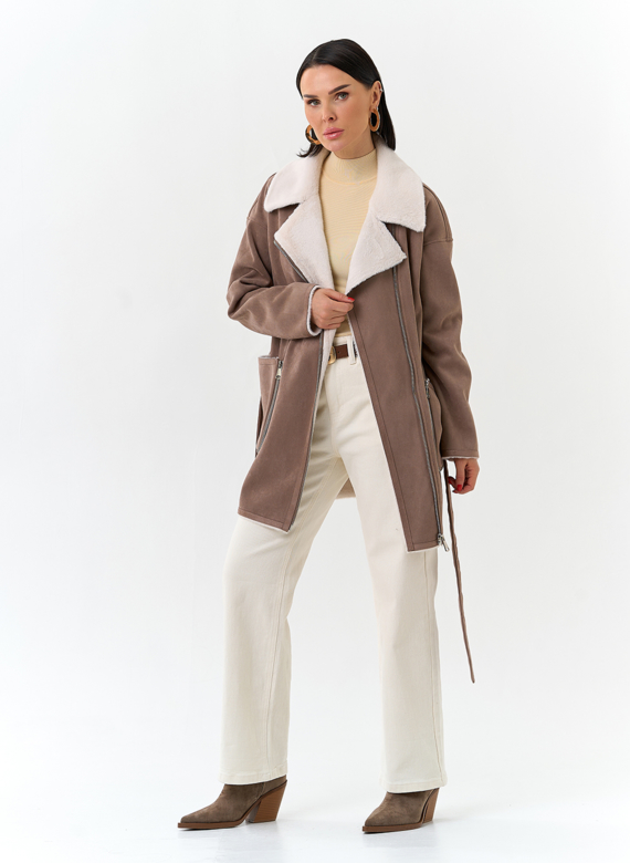 Женская дубленка из эко замши