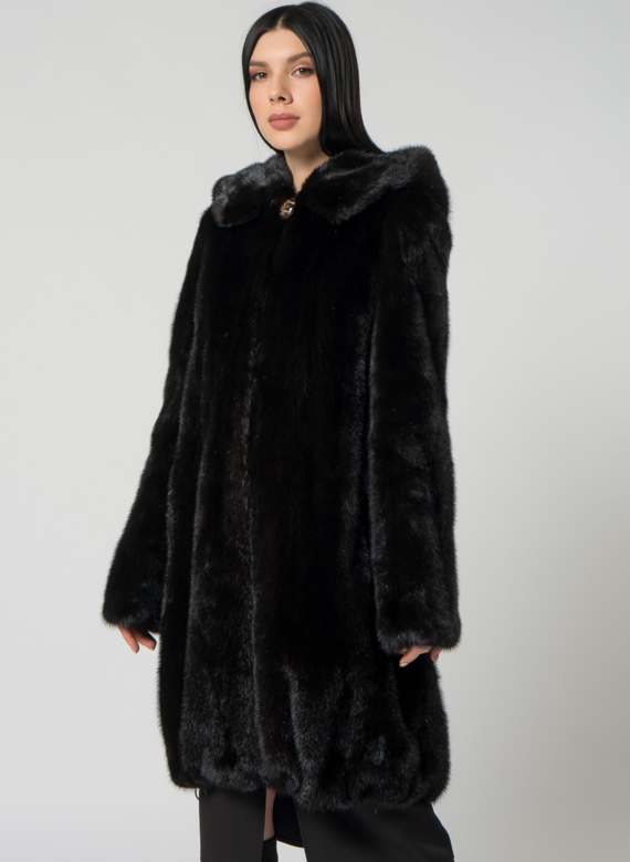 Норковая шуба с капюшоном