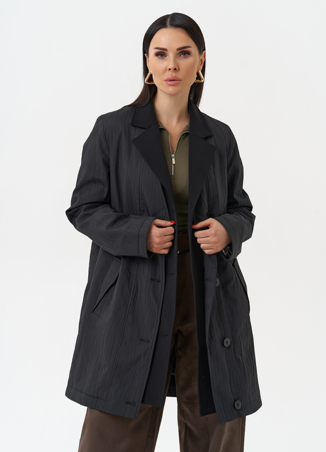 Женское утепленное полупальто трансформер модель № 30027 меха малина