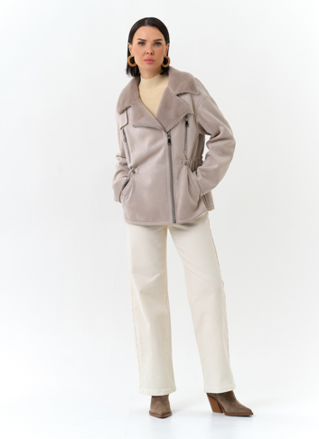 Женская дубленка из эко замши