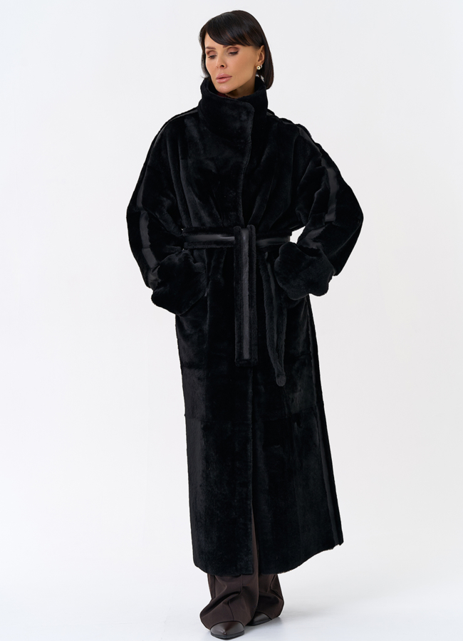 Женская двухсторонняя дубленка с воротником стойкой модель № 31914 универмаг малина