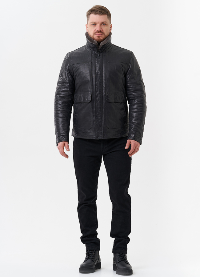 фото Куртка из натуральной кожи с отделкой из мутона модель № 28949