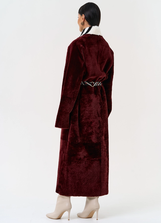 Двусторонняя женская дубленка из овчины SATINO модель № 31398 универмаг малина