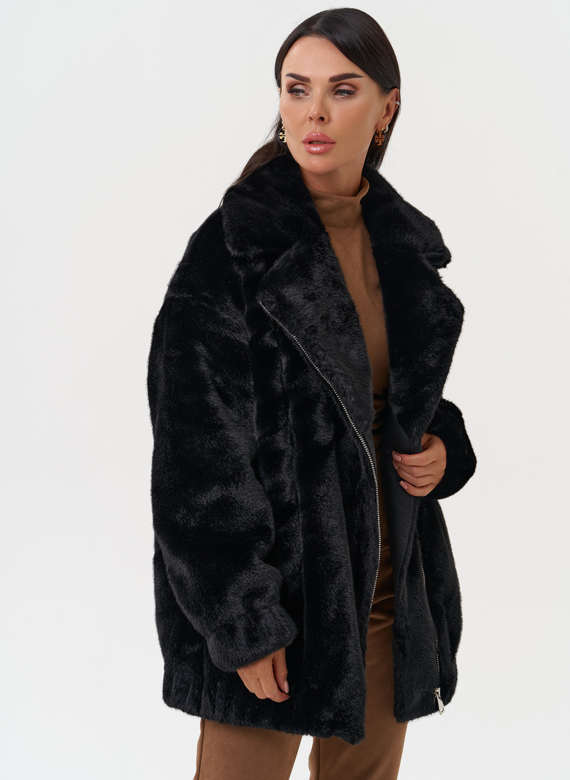 Женская шуба из эко меха со съёмными рукавами