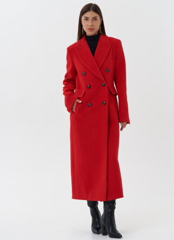 Двубортное пальто с английским воротником
