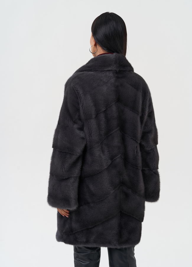 Норковая шуба с английским воротником модель № 28121 в кредит