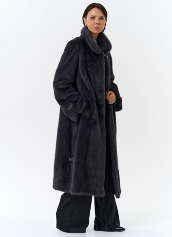 Норковая шуба с воротником стойка 