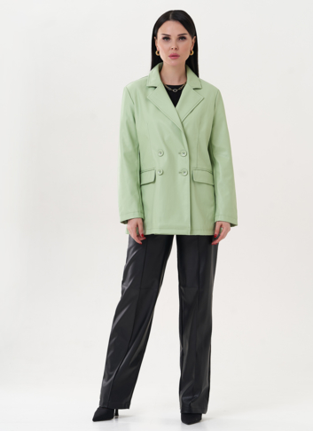 Пиджак из эко кожи с английским воротником