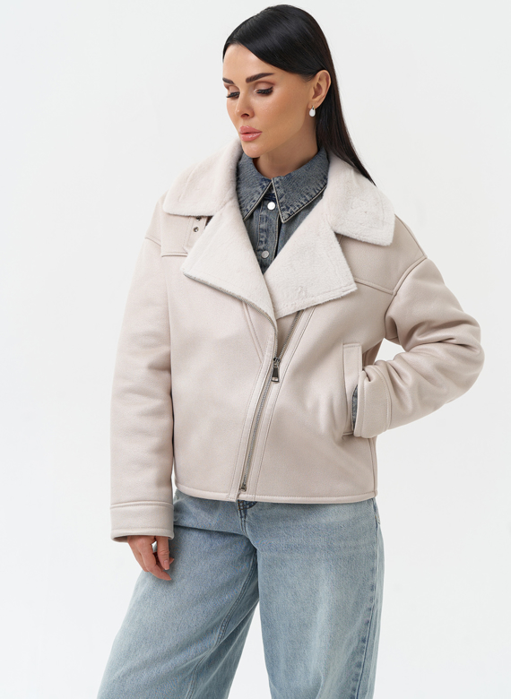 Короткая дубленка из эко замши