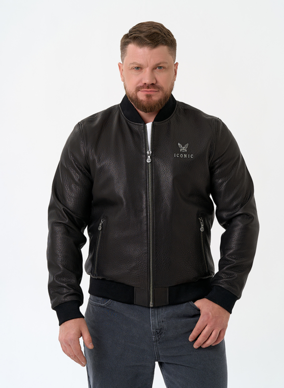 Мужская куртка бомбер из натуральной кожи