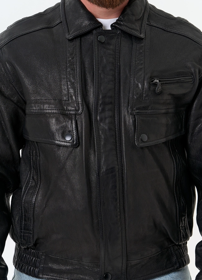 Мужская куртка бомбер из натуральной кожи модель № 32898 универмаг малина