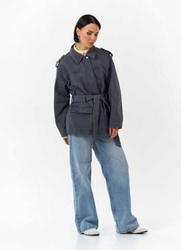 Женская джинсовая куртка с поясом