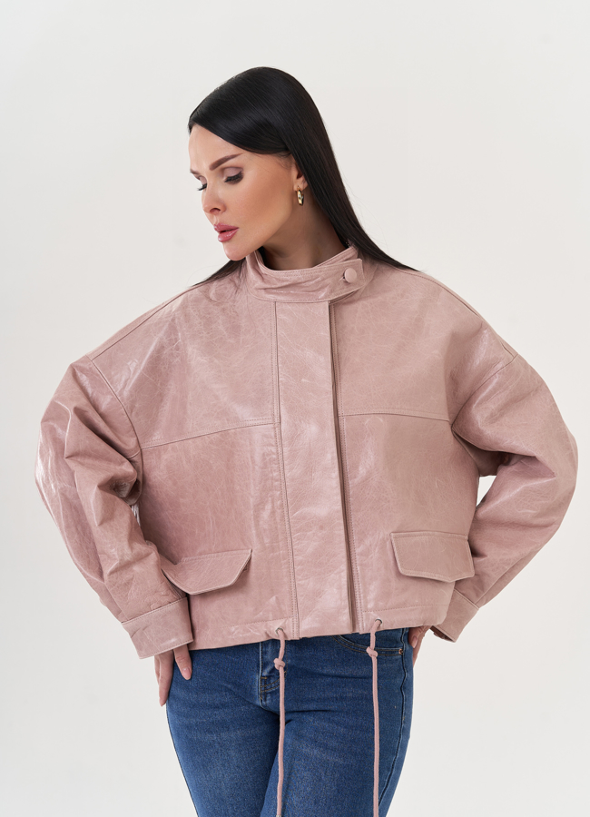 Куртка из натуральной кожи оверсайз модель № 26892 в рассрочку