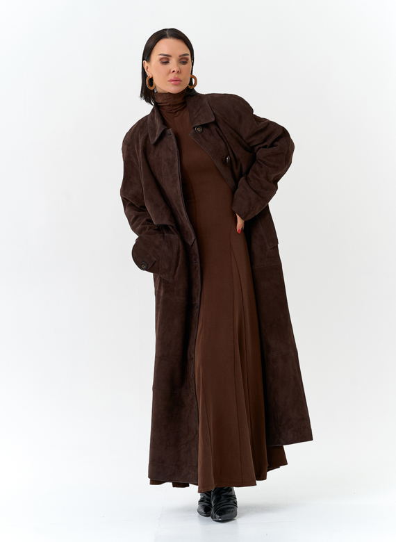 Женский плащ из натуральной замши