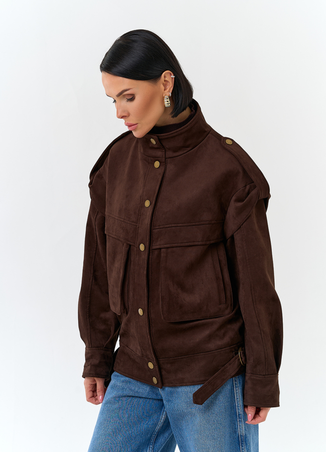 Женская куртка из эко замши модель № 32785 универмаг малина