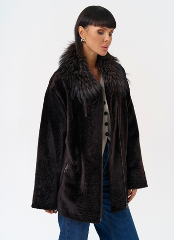 Дубленка натуральная с воротником из меха лисы