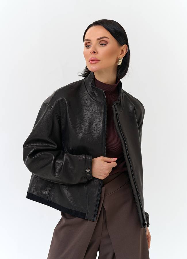 Женская короткая куртка из натуральной кожи модель № 32748 универмаг малина