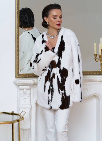 Жакет из меха норки в расцветке "ягуар"