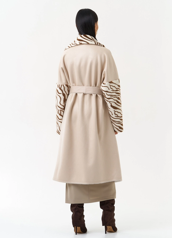 Двухстороннее пальто из эко замши с английским воротником модель № 29979 в кредит