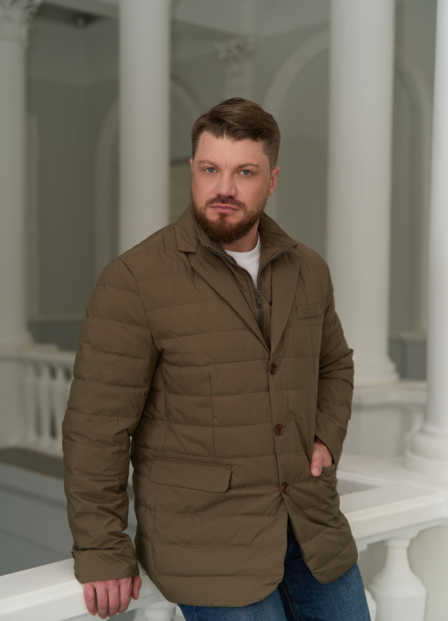 Мужской пуховик со съемной манишкой модель № 31461 в кредит