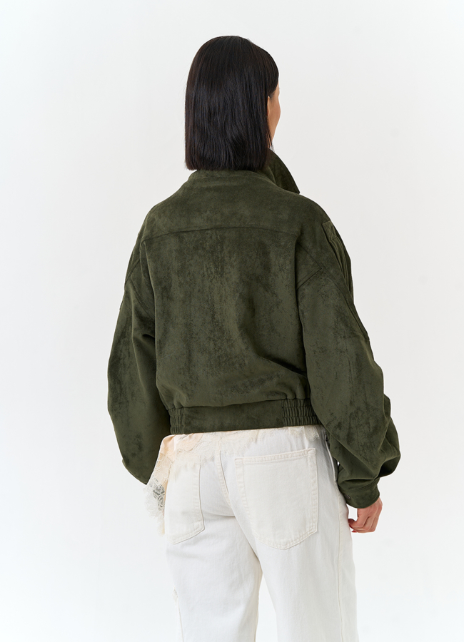 Женская куртка бомбер из эко замши  модель № 33034 в рассрочку