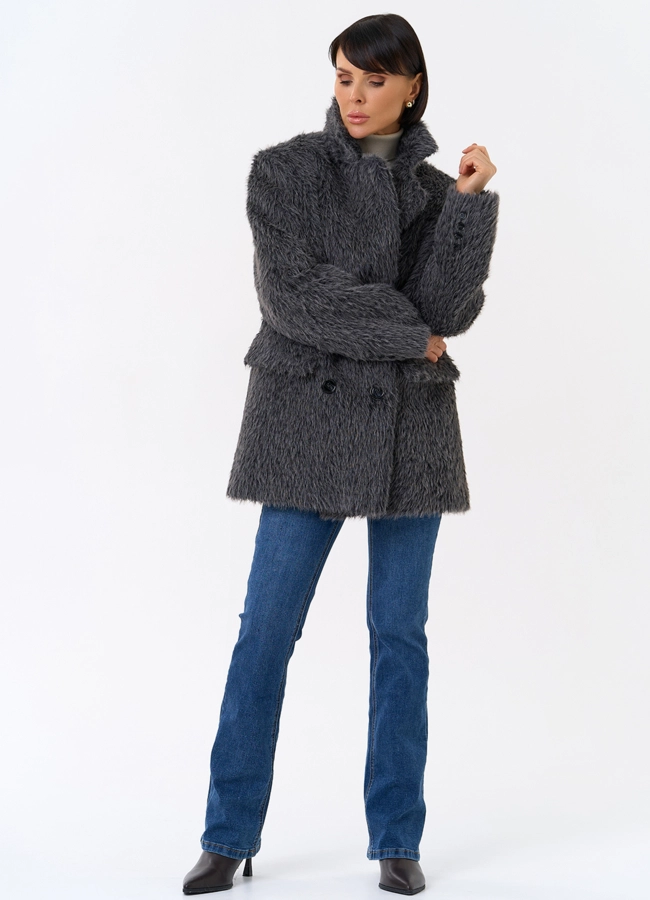 Женское утепленное пальто с английским воротником модель № 31880 в кредит