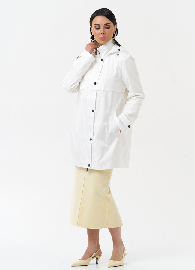 Плащ женский белого цвета модель № 30085 универмаг малина