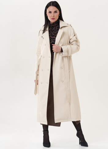 Удлиненный тренч из эко кожи