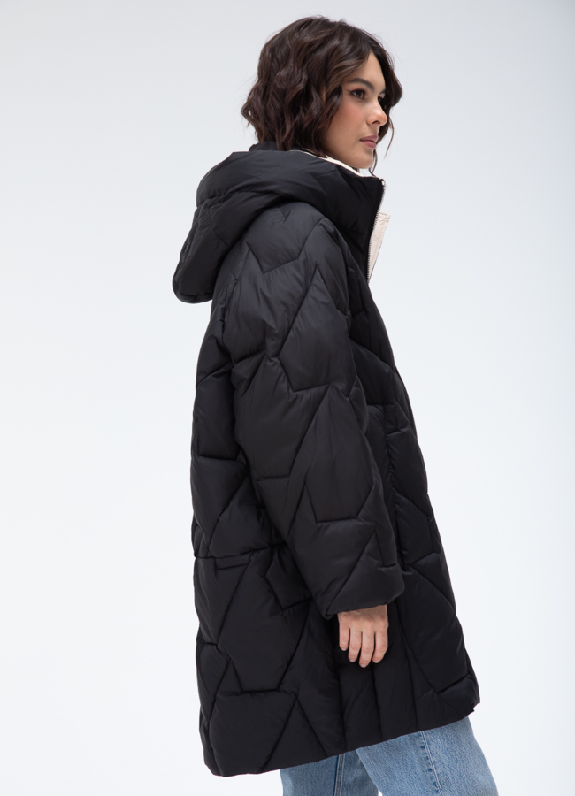 Женский пуховик с капюшоном  модель № 28418 в кредит