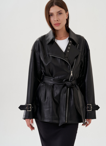 Куртка женская из эко кожи с поясом