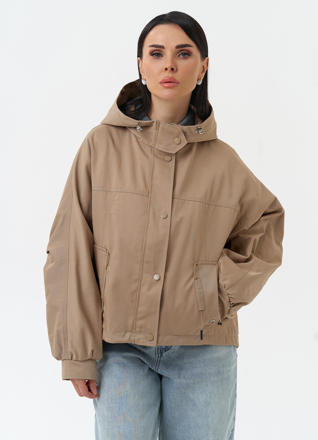 Короткая женская ветровка с капюшоном модель № 30042 в рассрочку
