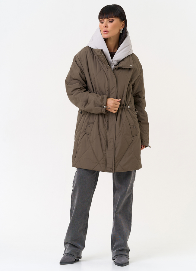 Женская удлиненная куртка со съемным капюшоном модель № 31548 в кредит