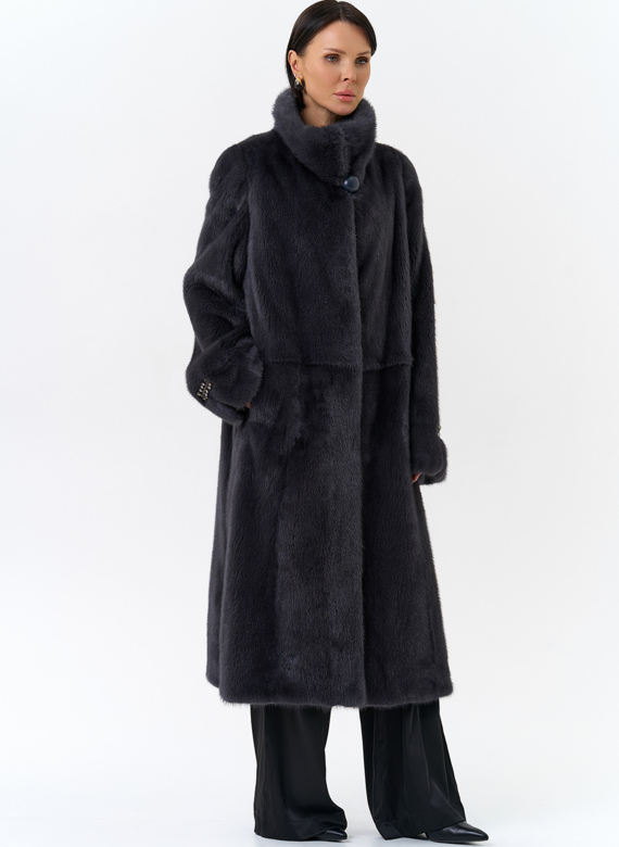 Норковая шуба с воротником стойка 